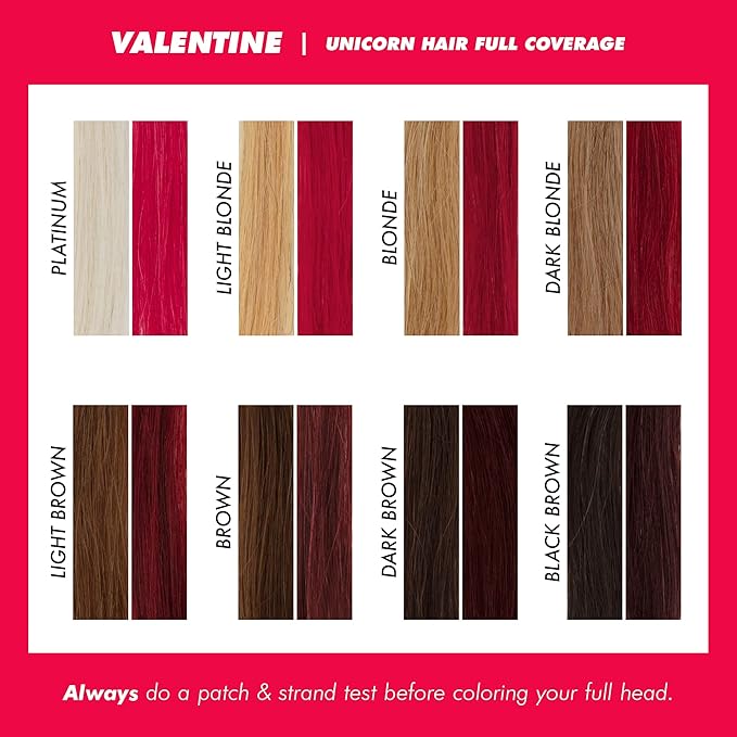 Lime Crime Unicorn Hair Dye Full Coverage, Valentine (Crimson Red) - Vegan and Cruelty Free Semi-Permanent Hair Color Conditions & Moisturizes - Temporary Red Hair Dye With Sugary Citrus Vanilla Scent