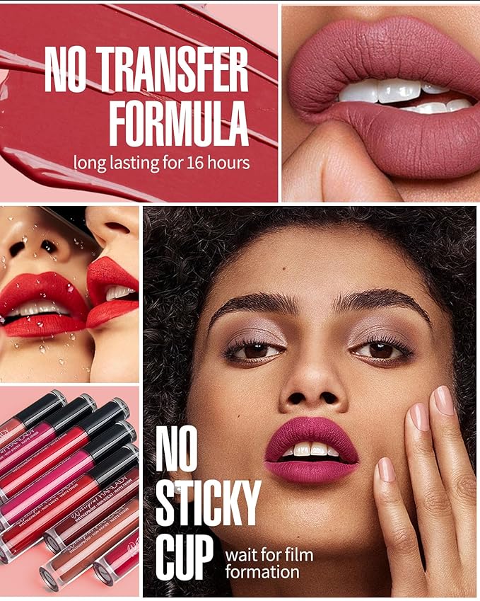Red Lipstick Matte Liquid Lipstick Long Lasting for Women Smudgeproof Lipsticks Color Stay Burgundy Lipsticks Vegan Cruelty-Free Lip Gloss (909 Run Away)