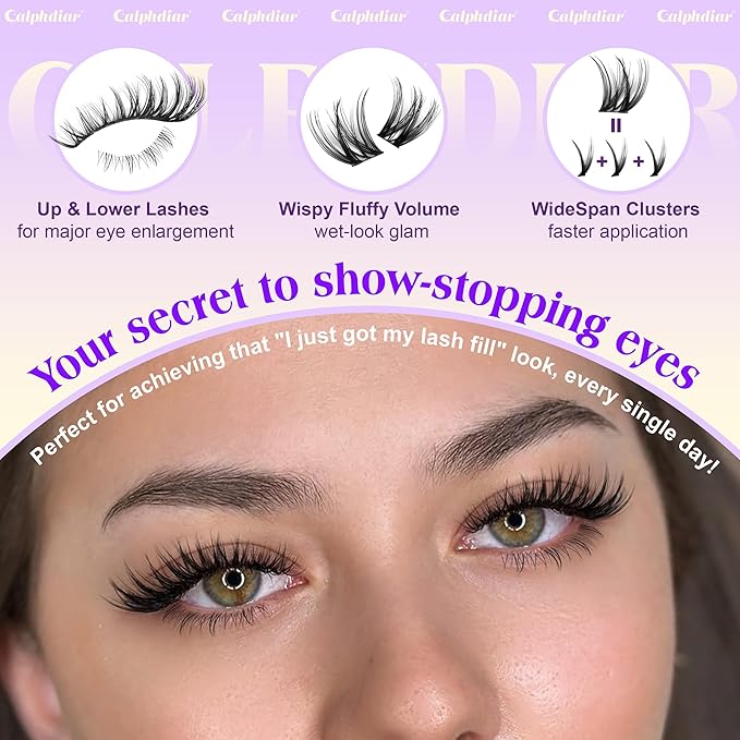 Flora Lash Clusters Kit Wispy Eyelash Extension Kit Natural Eyelash Clusters with Bottom Lashes 6-18mm Cluster Eyelash Extensions C Curly Individual Lashes Clusters Kit by calphdiar