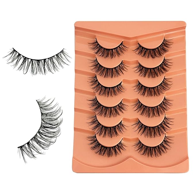 Wispy Lashes False Eyelashes Natural Look, Yasnai Lash Fake Lashes Volume Lashes, Natural Eyelash Strips Lashes Natural Eyelashes 6 Pairs Pack