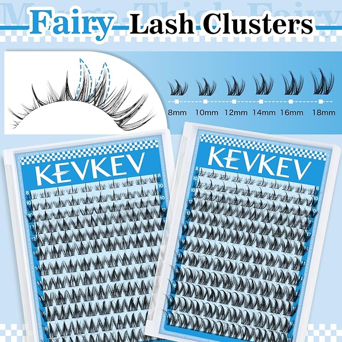 KEVKEV Fairy Lash Clusters 120pcs Manga Lash Clusters Natural Wispy Eyelash Clusters Ultra-Thin Band Anime Spiky Lashes DIY Lash Extensions (Fairy04, 8-18mix)