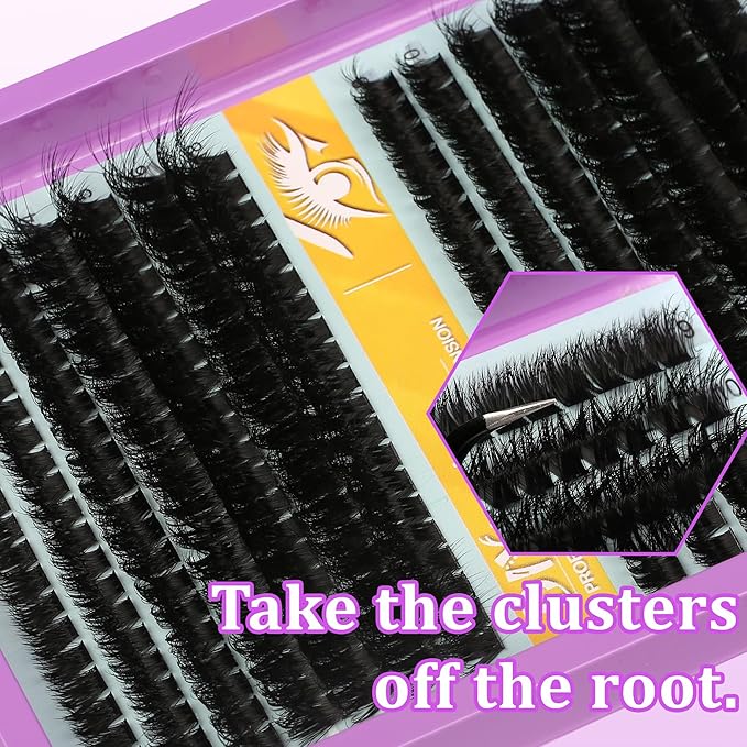 Lash Extension Kit - 280 Pcs 60D+80D Thick Wispy Clusters (9-18MM) with D & C Curl for Home Makeup