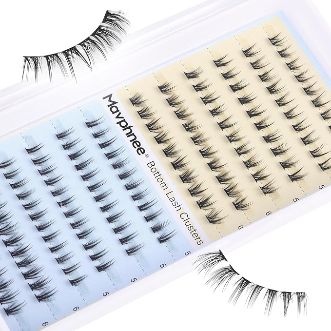 Bottom Lash Clusters Natural Eyelash Extensions Short Individual Lashes Wispy Eyelash Clusters 2 Styles 5-6MM Lower Cluster Lashes Extension 132 Pcs DIY at Home Bottom Lashes Pack