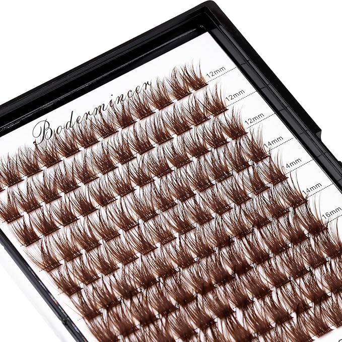 Bodermincer Lash Clusters D Curl Black/Brown/Colored Lashes 10-12-14/12-14-16/16-18-20mm Mixed Lash Clusters Kit For Beginner (M01-Dark Brown-14-16-18-20mm MIX)
