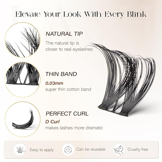 BEFER Lash Clusters, 120 Pcs D Curl Eyelash Clusters Volume Individual Lashes Extensions 10-16MM Fluffy Cluster Eyelash Wispy Cluster Lashes DIY At Home(Seraphic,FD43)