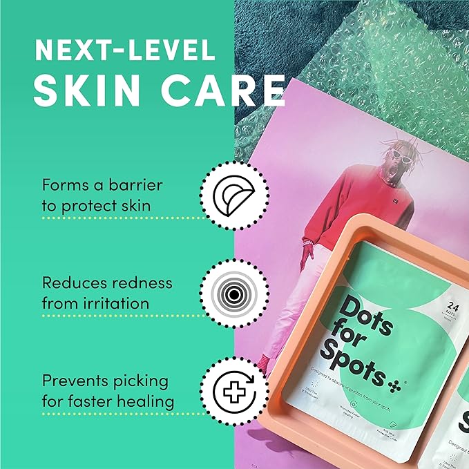 Dots for Spots Pimple Patches For Face - Stocking Stuffers - Fast Acting, Translucent Hydrocolloid Zit Patches that Unclog Pores Korean Skin Care - Vegan, Cruelty Free - (24 count)