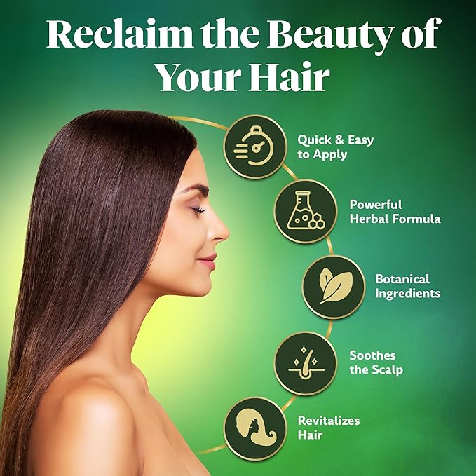 Ammonia-Free & Paraben Free Herbal Color Hair Dye Shampoo for Women & Men – Natural Dye Brown Shampoo Herbal Treatment – Effective Grey Coverage - Brown Black (10 sachets x 25 ml)