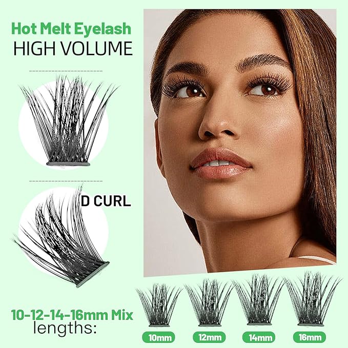 Bodermincer Lash Clusters D Curl Black/Brown/Colored Lashes 10-12-14/12-14-16/16-18-20mm Mixed Lash Clusters Kit For Beginner (B01-Black-10mm)