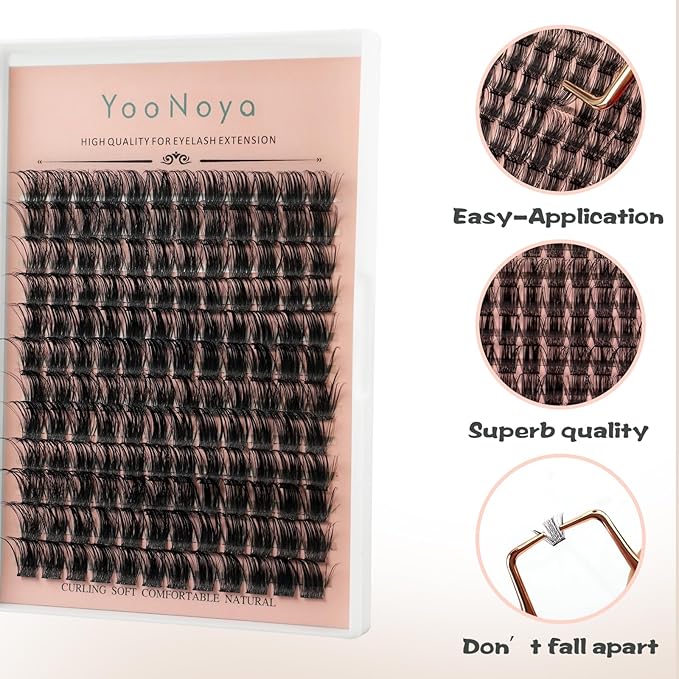 Lash Clusters 144 PCS 16mm Mix Volume Lashes Eyelash Clusters D Curl Cluster Eyelash Extensions Natural Wispy Cluster Lashes Reusable Individual Thick Lash Extension (QD-16mm - Mix)