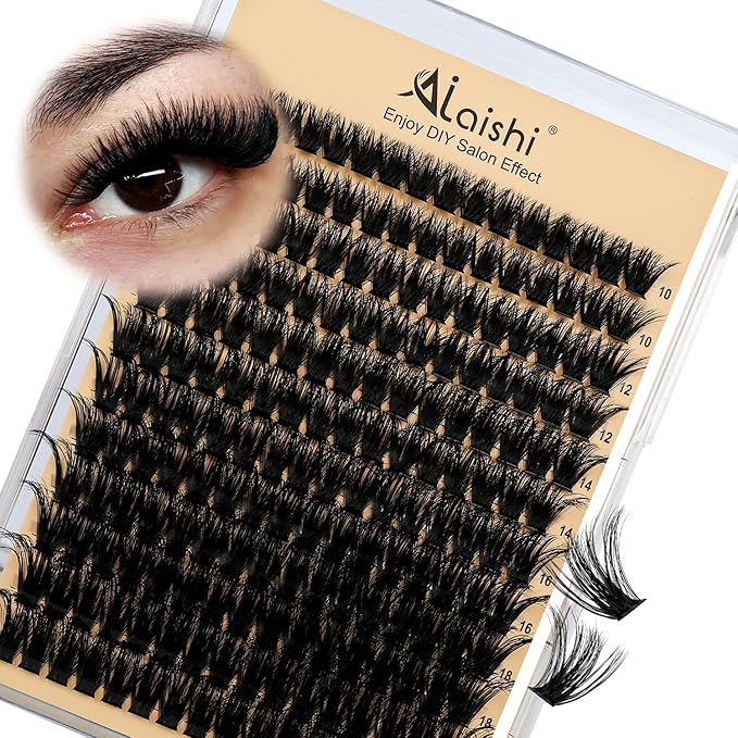 Lash Clusters Kit, DIY Cluster Eyelash Extensions 10‑20mm, 100D, 192pcs Fluffy D Curl Natural Lashes–Fake Cat Eye Individual Clusters