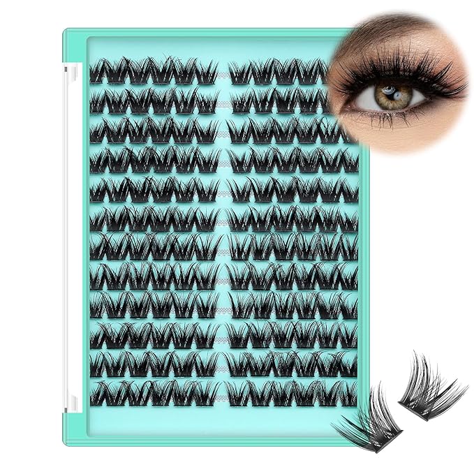 Bodermincer Lash Clusters D Curl Black/Brown/Colored Lashes 10-12-14/12-14-16/16-18-20mm Mixed Lash Clusters Kit For Beginner (Y09# 14-16-18mm Mixed)