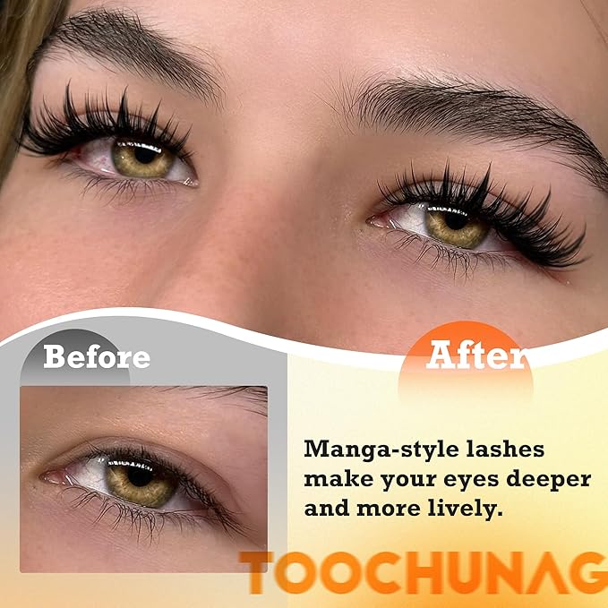 Spiky Manga Lash Clusters 180pcs D Curly Cluster Eyelash Extensions 12-20mm Long Eyelash Clusters Anime Lashes Clusters Thick Volume False Eyelashes Individual DIY Lash Extension by TOOCHUNAG