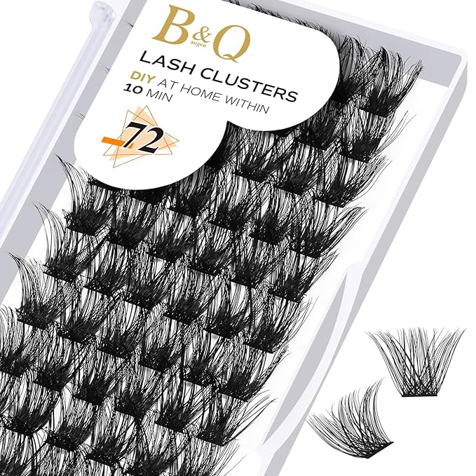 Lash Clusters B02 C Curl 14mm DIY Eyelash Extensions 72 Clusters Lashes C D Curl B&Qaugen Mega Volume Individual Lashes Eyelash Clusters Extensions Individual Lashes Cluster DIY at Home (NM-C-14mm)