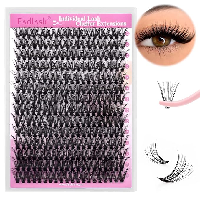 Lash Clusters 12-18mm Mix Individual Lashes Cluster Black Volume Eyelash Clusters Long Individual Lash Extensions C Curl Cluster Lashes DIY Eyelash Extension (30D-0.07C, 12-18mm)