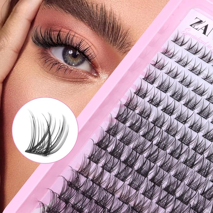Lash Clusters Wispy Eyelash Clusters Natural C-Curly DIY Lash Extension zanlufly 180Pcs Thin Band Individual Lashes Eyelash Extensions (8-16MM)