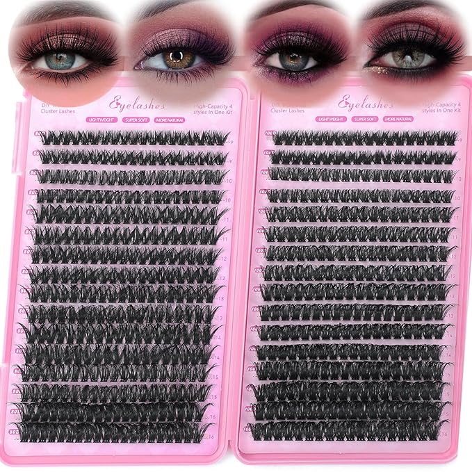 640 Pcs D Lash Clusters, Eyelash Clusters Individual Lash Extension Curl Fluffy Wispy False Eyelashes Extensions (80D+100D)