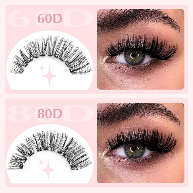 Volume Lash Clusters 60D+80D Thick Eyelash Clusters D Curl Cluster Eyelash Extensions 10-18mm Ultra-Soft Individual Lashes DIY Lash Clusters at Home（60D+80D, 10-18mm）