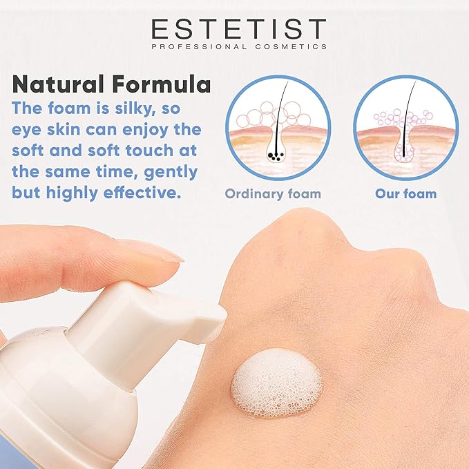 ESTETIST Eyelash Extension Shampoo & Brush Kit, Lash Wash & Foaming Cleanser for Extensions, Gentle Lash Cleaning Kit for Home or Salon Use, Oil-Free, Suitable for Sensitive Eyes