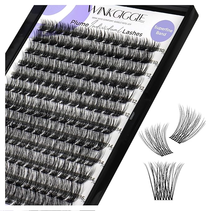 Lashes Clusters Natural Look 168Pcs Wispy Lashes Reusable Super Thin Band & Soft Individual Volume Faux Mink Lashes by Winkgiggle(703D+)