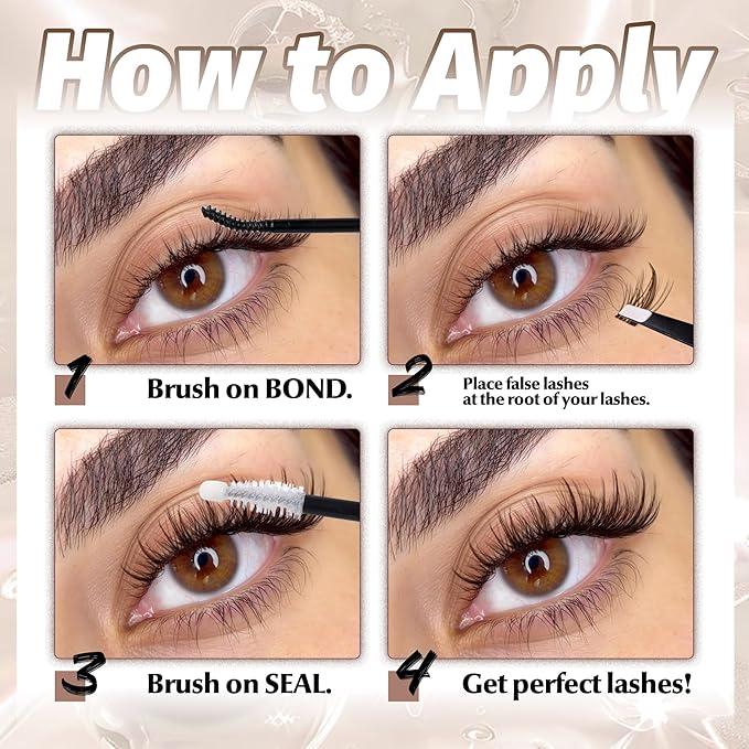 Brown Lash Clusters Kit Dark Brown Eyelash Clusters 120 Pcs Natural Lash Extension Kit 10-16MM CC-Curly Individual Lashes Kit with Lash Bond and Seal Lash Glue and Tweezers by Mavphnee