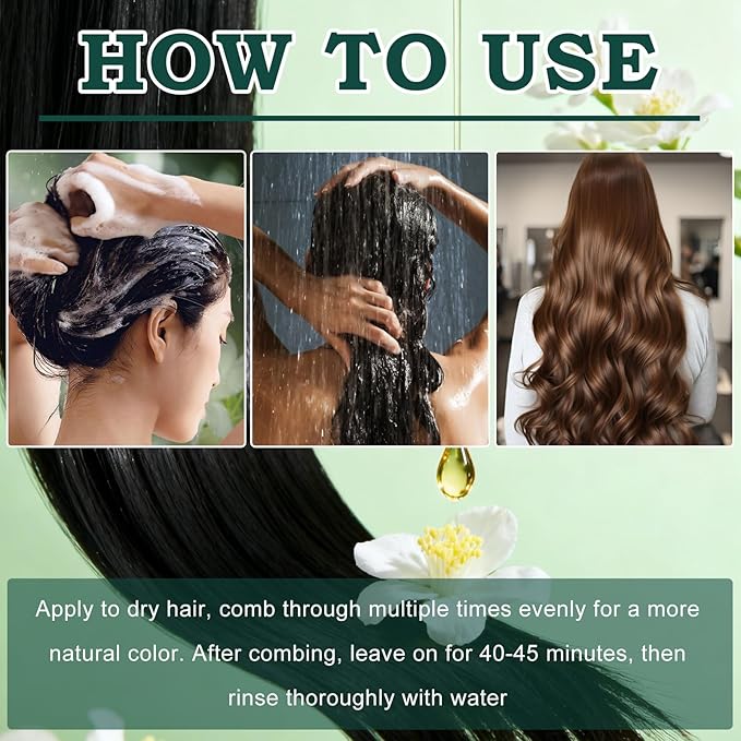 Mild Formula Long Lasting Hair Dye Set, Plant Extracts Hair Color for Gray Coverage, Herbal Hairs Dyes, Nourishing, Natural, Long-Lasting Shampoo 210ML (Chestnut Brown)