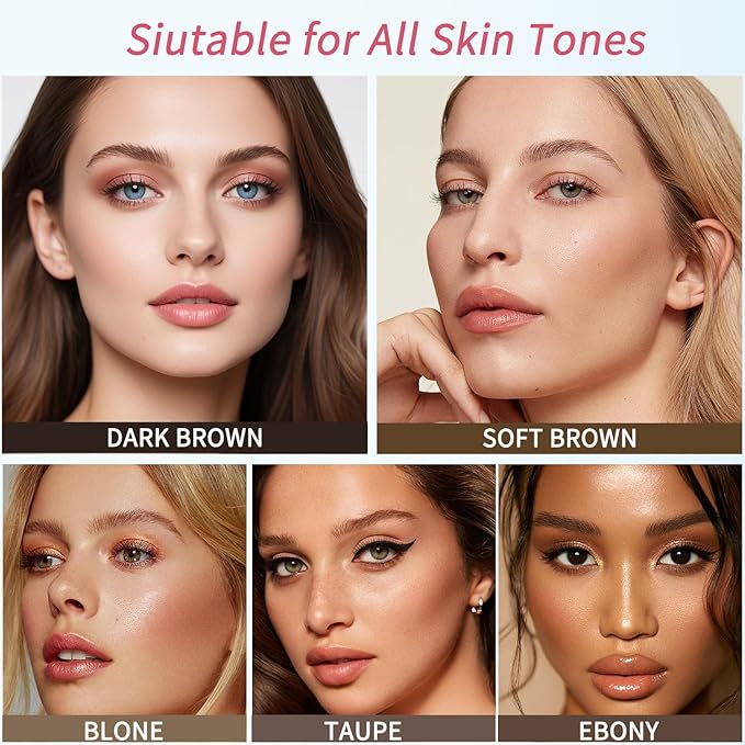 Eyebrow Stencils, Eye Brow Stencil Kits Waterproof Brow Stamp Perfect Eyebrows, Eyebrow Stamp Trio Kit with Sponge Applicator Smudge-proof for Women With 10PCS Eyebrow Shaping Kit, Blonde