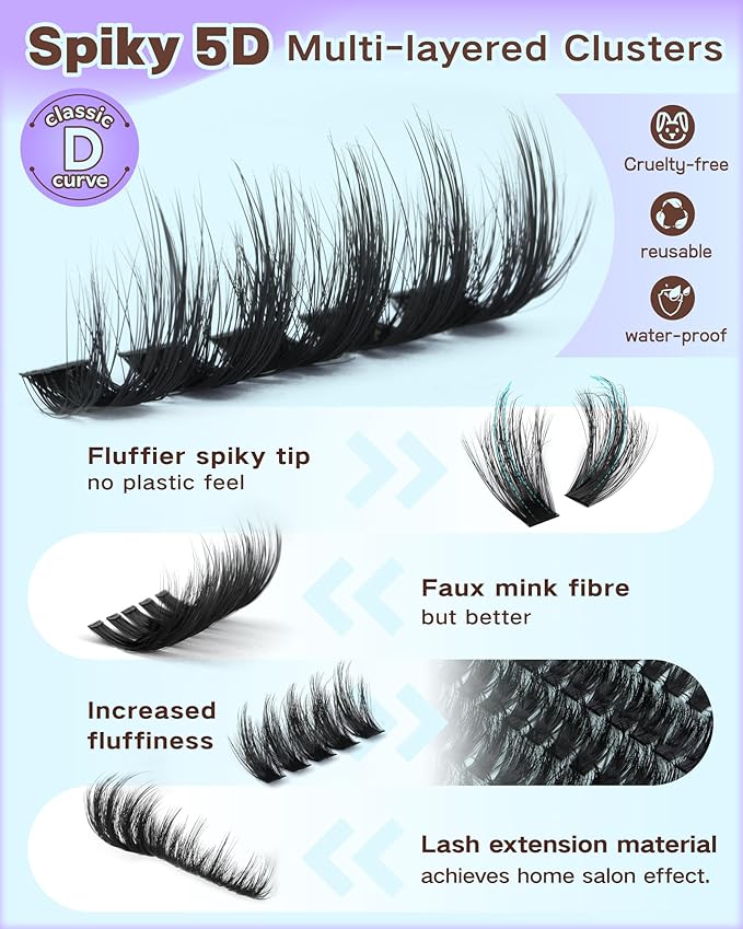 12-24mm Lash Clusters Fluffy Cluster Eyelash Extensions Feather-light Spiky Eyelash Clusters DIY D Curve Individual Lashes Extension (192pcs) by Goddvenus