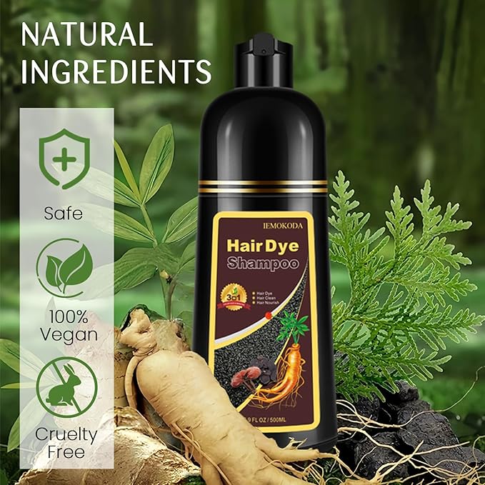 Light Brown Hair Dye Shampoo 3-in-1, Instant Natural Hair Color Shampoo for Women Men Champu Para Canas Mujer, Lasting 3-4 Weeks & Easy to Use & All Hair Types & Root Touch Up, 500ml