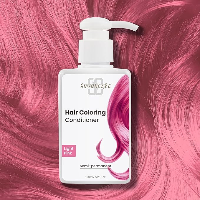 SOVONCARE Pink Semi Permanent Depositing Conditioner for Colored Hair, 5.28 OZ - Dye Results in 10 Mins, Cruelty-Free Haircare