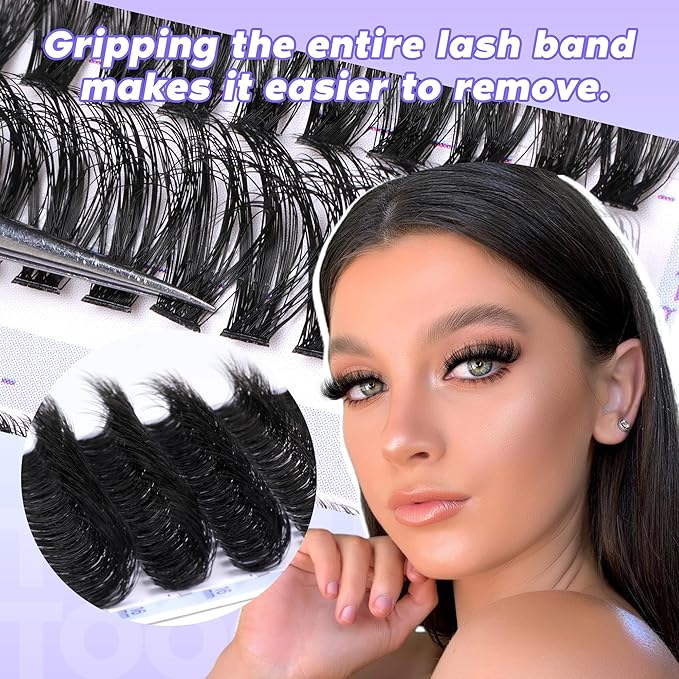 TOOCHUNAG Fluff Cluster Eyelash Extensions with Bottom Lash Clusters Wispy Individual Lashes 10-16mm D Curly Eyelash Clusters DIY Lash Extension at Home
