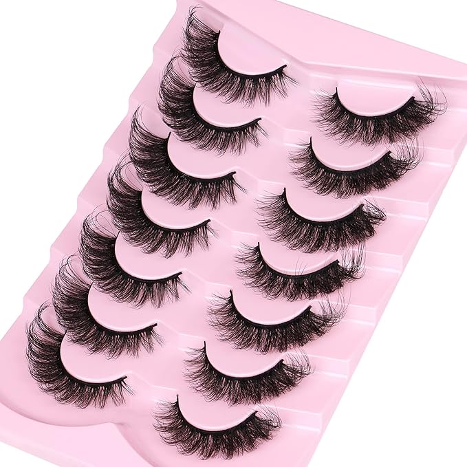 Mink Lashes Full False Eyelashes Wispy Cat Eye Lashes Strip 20MM Fox 8D Dramatic Pack 7 Pairs Fake Eyelashes by Ruairie