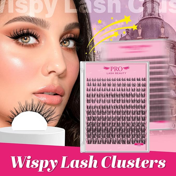 PRO LASHBEAUTY Lash Clusters, Eyelash Clusters 8-18 Mixed Cluster Eyelash Extensions Mixed Lash Extension Volume Reusable Soft & Comfortable (Caril,8-18mix)