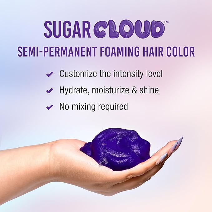 Punky Sugar Cloud Semi-Permanent Foam Hair Color, Poprock - Vibrant Hair Dye for Long-Lasting Color, Easy Application Foam Hair Dye, 6 fl oz.