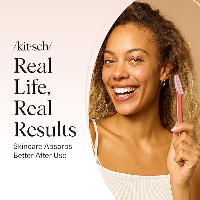 Kitsch Dermaplane Razor for Women Face – Face Razors for Women & Men, Eyebrow Trimmer & Face Shaver – Exfoliating Facial Razor & Skin Care Tool for Smoother Skin - Coral, 12 pcs