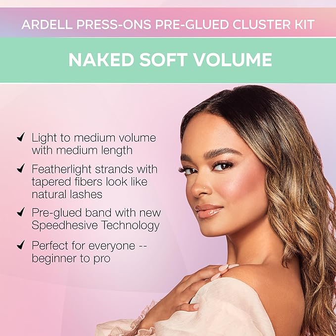 Ardell Press On Pre-Glued Eyelash Extensions - Naked Natural, Customizable DIY Lash Clusters, All-Day Wear Individual Lashes, 60 Count