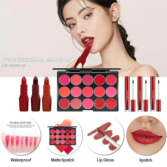 MISS ROSE M All In One Full Makeup Kit for Women, Multipurpose Makeup Sets, Beginners and Professionals Alike, Easy to Carry(Pink)