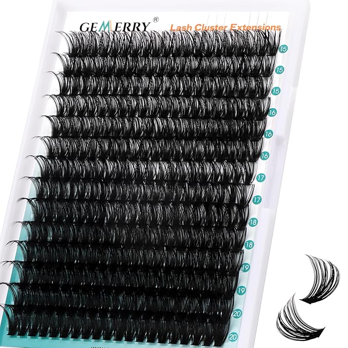 Eyelash Clusters Fluffy Lash Clusters Thick 280pcs Cluster Eyelash Extensions DIY At Home Individual Lashes Cluster Lashes by GEMERRY（60P-15-20mm)