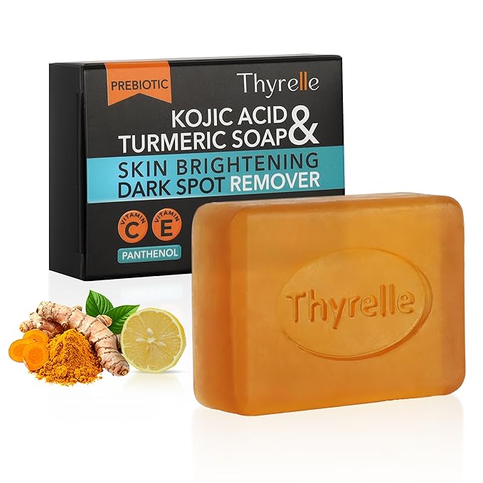 Kojic Acid and Turmeric Soap (3.5 oz) I Kojic Acid Soap for Body and Face I Turmeric soap bar with Panthenol, Vitamin C, Vitamin E and Prebiotics