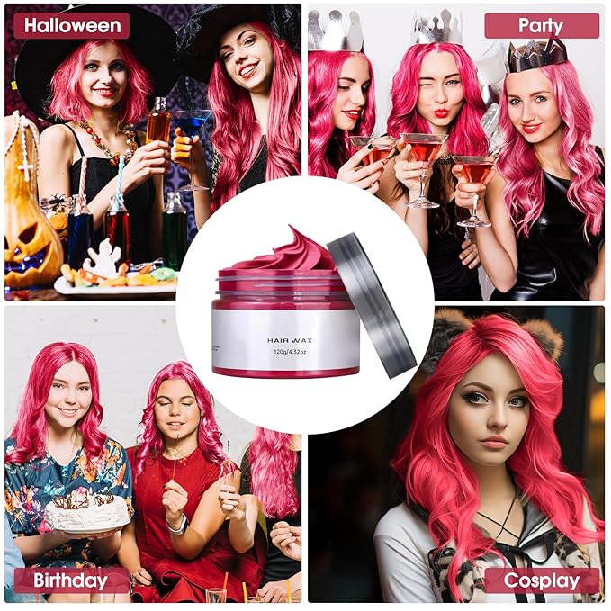 Red Hair Dye - Temporary Hair Color Chalk for Kids, Hair Wax Color for girls age 4 5 6 7 8 9-12+ Birthday Party Cosplay DIY Independence Day Halloween Christmas