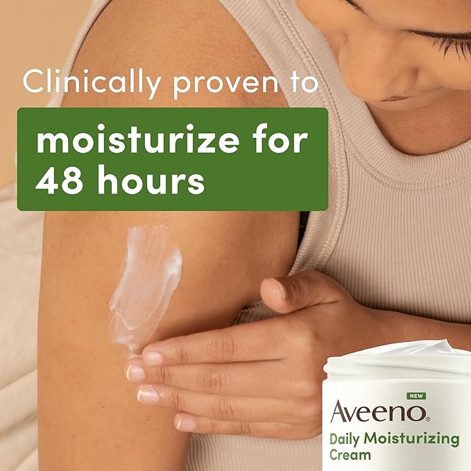 Aveeno Daily Moisturizing Cream with Prebiotic Oat & Shea Butter for Body, Face & Hands Moisturizer Cream, Hydrates Normal to Dry, Sensitive Skin, Fragrance Free, Non-Comedogenic, 20 oz