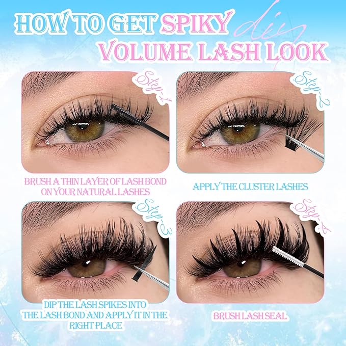 Lash Clusters Spikes Eyelash Clusters with Spiky Cluster 14-20mm Fluffy Volume 100D Individual Lashes Lash Extensions Wispy D Curl Manga Natural Cluster Anime Eyelash Extensions