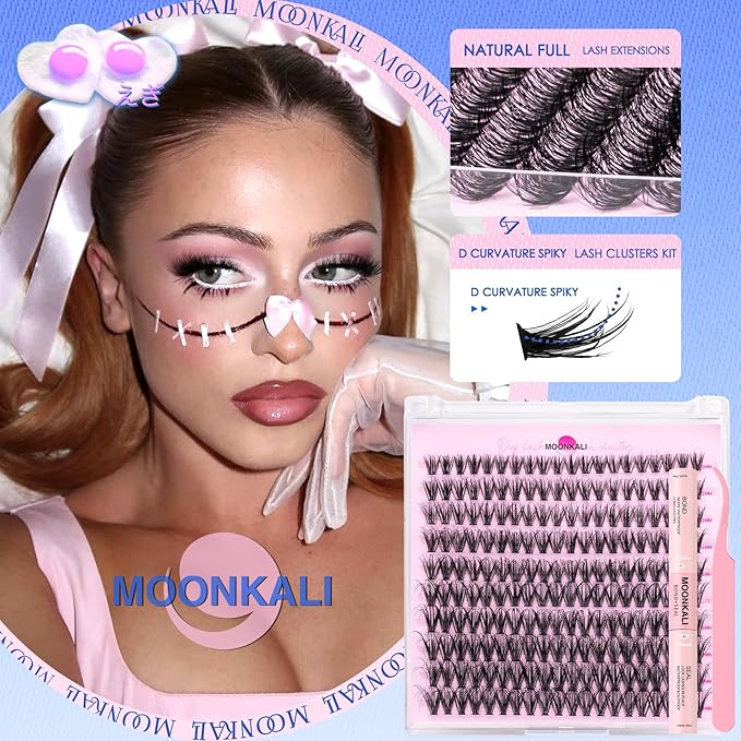Natural Lash Clusters Kit Wispy Eyelash Clusters D Curly Waterproof Cluster Eyelash Extensions With Lash Glue Bond and Seal and Eyelash Tweezers Luxury 30D Individual Cluster Lashes Kit