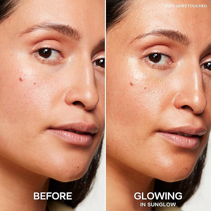 Saie Glowy Super Gel - Hydrating Makeup Primer and Illuminating Glow Serum Enriched with Vitamin C and Squalane Oil - All-Over Liquid Highlighter Makeup for Instant Glass Skin - Sunglow (1 oz)