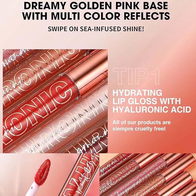 Honey Lip Gloss Lip Plumper Gloss Tinted Glitter Lipgloss Lip oil Moisturizing High Shine And Vegan Plumping Lip Gloss For Women Long-Lasting Dry Lip Care (Honey # 05)