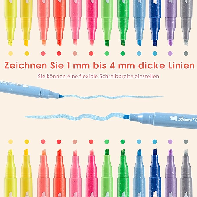 12Pcs Glitter Highlighters,Glitter Highlighter Markers,Highlighters Assorted Colors，No Bleed Chisel Tip, for Journal Planner, Bible Highlighter, Notebook （Golden Glitter）
