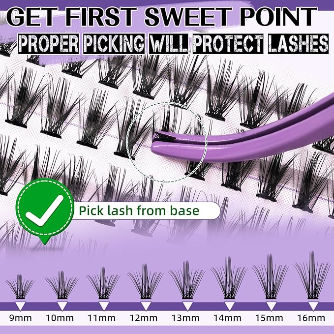 B&Qaugen Lash Extension Kit for Beginners Eyelash Extension Kit Manga Lash Clusters Set 280 PCS Individual Eyelashes Set Volume 30D Soft D Curl Eye Extension Eyelashes(Manga-30D-D-9-16MIX)