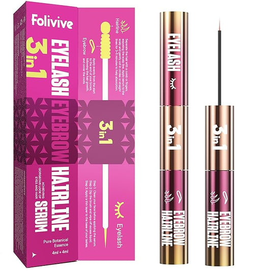 3-in-1 Lash, Brow & Hairline Growth Serum – Eyelash & Eyebrow Growth Serum for Thicker Lashes, Fuller Brows & Hairline Boost – Natural Lash Enhancer for Women & Men – Vegan, Cruelty-Free(8ml)