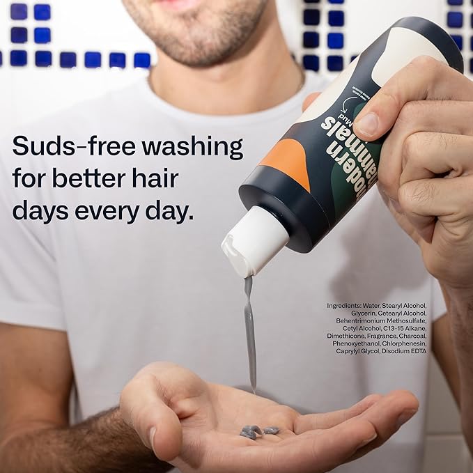 Modern Mammals Men's Shampoo Alternative I Sulfate Free CoWash I Enhances Natural Hair Volume I Lather Free, Cleansing, Hydrating, Replaces Conditioner, 2 in 1, I Barber Recommended, (8oz)