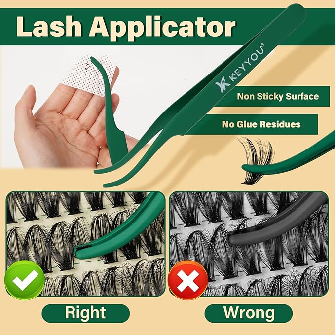KEYYOU Lash Clusters Kit DIY Lash Extension Kit 280pcs Soft Lash Clusters 60D+80D D Curl Easy to Apply with Bond and Seal Applicator Remover Eyelash Extension Kit at Home(RMkit-60D80D-D-10-18mix)