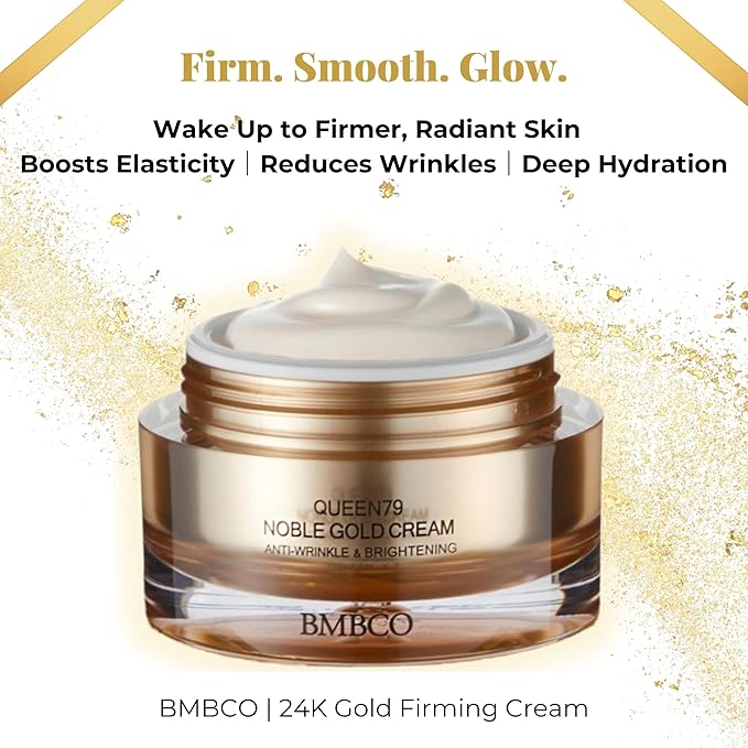 BMBCO 24K Gold Firming Cream – Hydrating Korean Moisturizer with Collagen & Hyaluronic Acid | Improves Elasticity & Visible Radiance | For Face, Neck & Eyes – 50ml